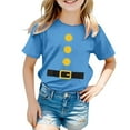 thumbnail image 1 of Chemises pour Tout-Petits Imprimé Coloré Carnaval Col Rond Manches Courtes T-Shirt Filles Hauts Bleu 2 Ans-3 Ans, 1 of 4