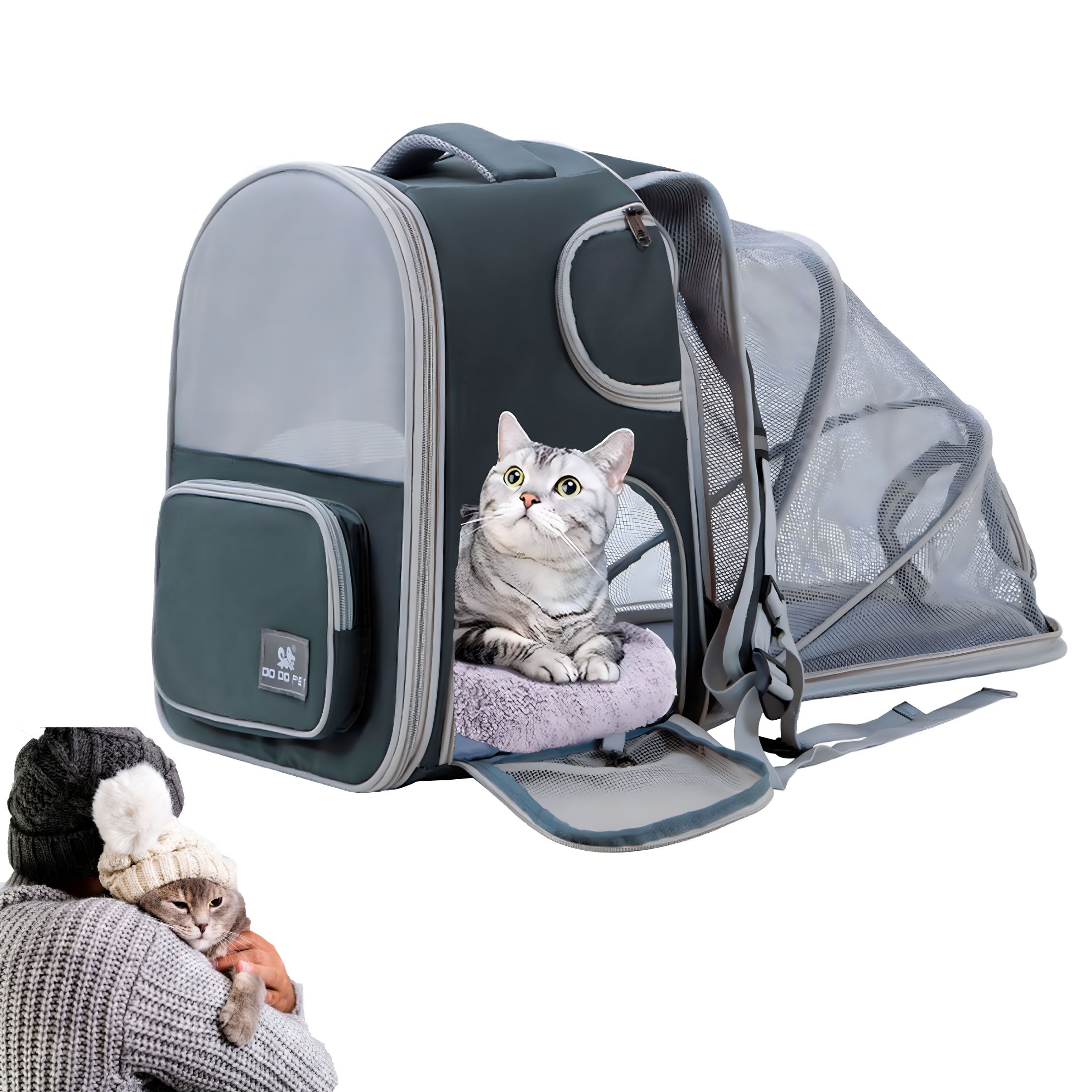 GASTROPOD 2026 New Cat Backpack Carrier, Expandable Pet Carrier Backpack with Breathable Mesh for Kitten and Small Dog Up to 13 Pounds, Airline Approved Travel Carrier