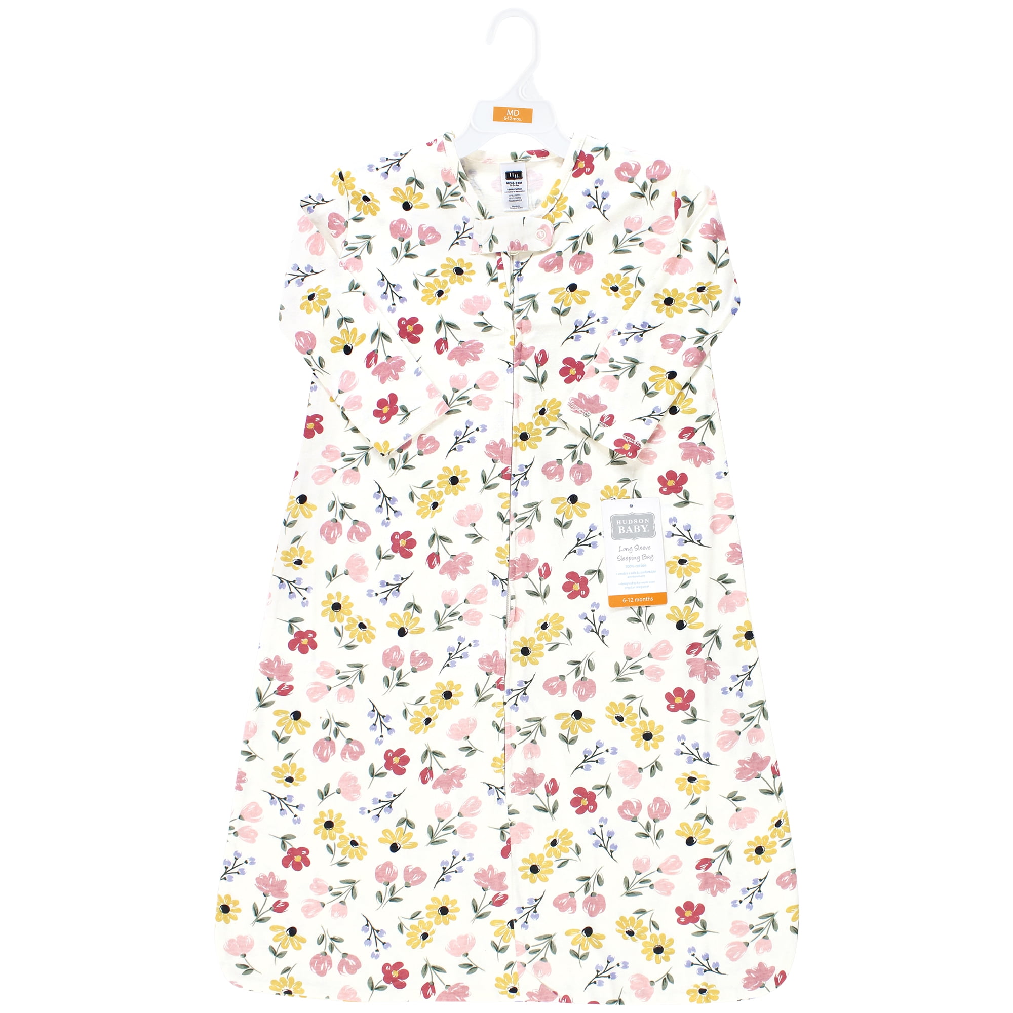 Hudson Baby Infant Girl Long Sleeve Cotton Jersey Sleeping Bag, Soft Painted Floral, 18-24 Months