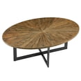thumbnail image 6 of JESONVID Solid Wood Oval Coffee Table with Cross Metal Legs, 47.9" Industrail Bar Cocktail Table for Living Room Kitchen Office Sofa Table Bristro Table for Cafe/Bar Rustic Brown 1831, 6 of 6