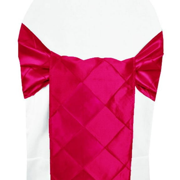 Wedding Linens Inc. (5pcs) 9.5"x108" Pintuck Chair Sashes Bows Ties Linens for Wedding Party Ceremony Event Home Dining Reception - Fuchsia
