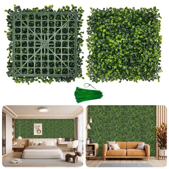 Artificial Grass Wall Panel Screen: 10"x10" 12P (8.4 sqft) UV-Anti Faux Boxwood Panels for Indoor Outdoor Green Wall Decor, Privacy Fence, Patio, Balcony, Party Backdrop
