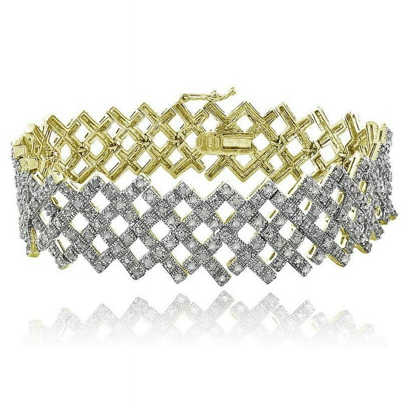 Gold Tone 2 Ct Diamond Criss-Cross Bracelet