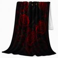 thumbnail image 2 of Black Cat Moon Garden with Red Roses, Ornate Vines and Golden Eyes, Soft Flannel Blanket, Home Decor for Cat Lovers, Bedroom and Living Room, Halloween Gift, Dark Gothic Floral Art, 2 of 9