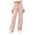 thumbnail image 2 of VBVC Women's Straight Leg Jeans with Pockets , High Waisted Washed Denim Pants For Women, XXS-3XL, 2 of 5