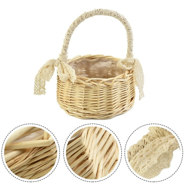 Bgsha Fresh Rattan Storage Basket Picnic Flower Girl Gifts Wicker Flower Pot