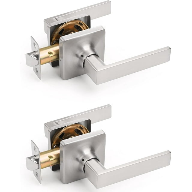 Square Passage Door Handles Interior Matte Door Handles Indoor Keyless Non-Locking Lever Set for Hallway or Closet Doors Reversible for Right/Left Handed Door