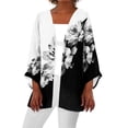 thumbnail image 2 of Cardigan pour Femmes Cardigan Décontracté pour Femmes Mode Rétro Imprimé Léger Veste Mi-Longue Cardigan Noir G, 2 of 6