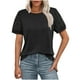 thumbnail image 2 of Ropa de trabajo para mujer,Blusa informal holgada para mujer, cuello redondo, manga corta, patchwork de encaje de poliéster, color liso para uso diario, sopatenor, 2 of 7