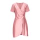 thumbnail image 2 of TaTaai Women Solid Loose Casual Satin Short Sleeve V-Neck Ruched Dress Fashion Elegant Dress Ladies Daily Commute Party Festival Wear Lightweight Breathable No Fading Stylish Dress Gift, 2 of 6
