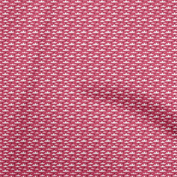 oneOone Cotton Poplin Pink Fabric Airplane Sewing Craft Projects Fabric Prints By Yard 42 Inch Wide