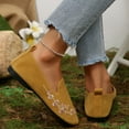 thumbnail image 3 of Penny Loafers for Women Floral Embroidery Low Top Flat Shoes Lightweight Wide Toe Box Casual Walking Shoes Yellow Size 8, 3 of 7