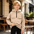 thumbnail image 3 of Sentuca Boys Hoodies Half Zip Fleece Pullover Sweatshirts with Pockets Long Sleeve Fall Winter Warm Sports Tween Tops Size 12Y, 3 of 8