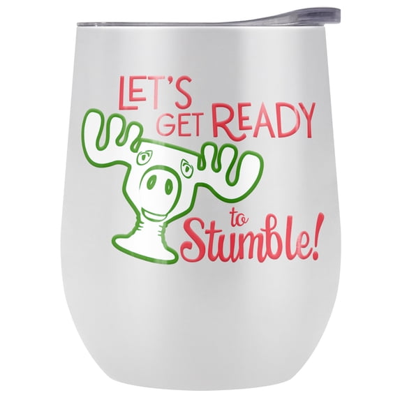 Christmas Vacation Official Moose Stumble 12 oz Stemless Tumbler, Stainless Steel Travel Cup|Lake Tumbler|Insulated with Leak Resistant Slide-Lock Lid