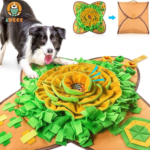 AWOOF Snuffle Mat Alfombrilla de alimentación para perros de 28.0 x 28.0 in, rompecabezas interactivo para perros que fomenta las habilidades naturales de búsqueda de alimento