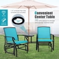 thumbnail image 5 of Resenkos Double Swing Glider Rocker Chair set, Small Patio Conversation Furniture Set with Glass Table-Turquoise, 5 of 10