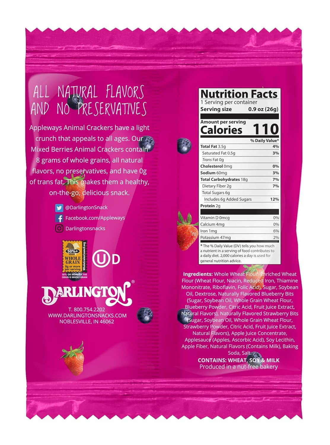 Appleways Mixed Berry Animal Crackers .9 oz. (108 count)