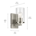 thumbnail image 4 of 45495NICLR Kichler Lighting Crosby - 1 Light Wall Sconce-9.25 Inches Tall and 4.5 Inches Wide-Brushed Nickel Finish-Clear Glass Color, 4 of 4