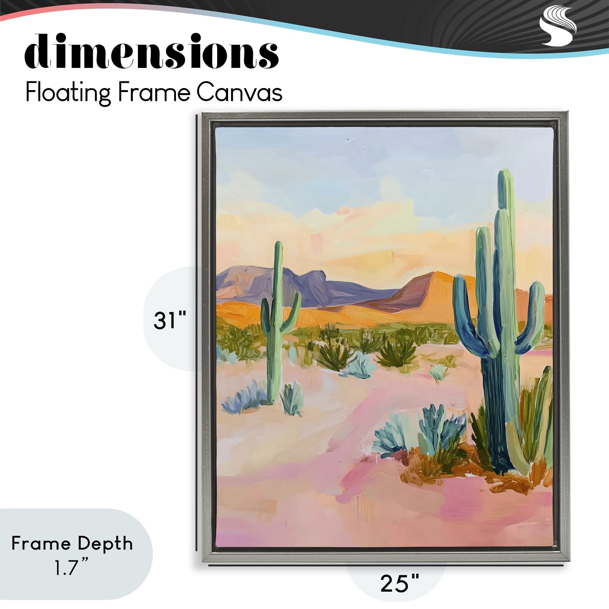Stupell Industries Cactus Desert with Soft Sunset Gray Framed Floater Canvas Wall Art, design by The Prints Vibe