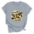 thumbnail image 1 of Amzcrzy Womens Tops Spring Summer Fashion Loose Fitting Pullover Versatile Shirts Happy New Year Graphics Printing Round Neck Short Sleeve Tops, 1 of 2