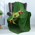 thumbnail image 4 of Animal Soft Flannel Fleece Throw Blanket, Red Eyed Frog Between Exotic Macro Big Leaves Wild Nature Night Animal Vivid Colors, Cozy Plush for Indoor and Outdoor Use, 60" x 80", Green, by Ambesonne, 4 of 5