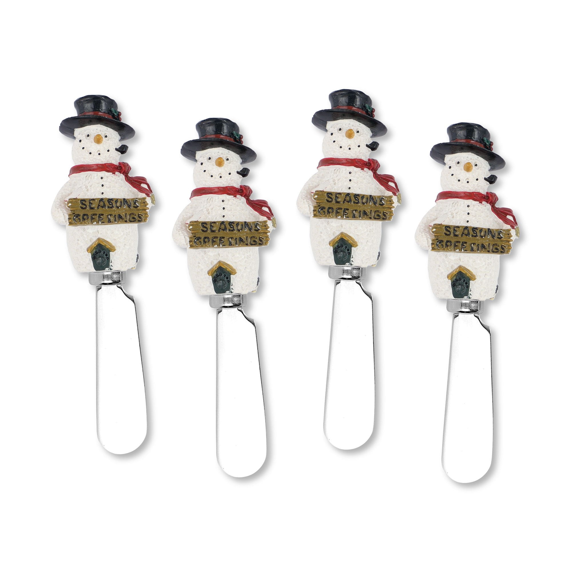 Mr. Spreader 4Piece Snowman Hand Painted Resin Handle with Stainless