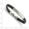 thumbnail image 2 of Stainless Steel Polished Black Leather 7.25In Id Bracelet (7.25 X 6) Made In China srb1326-7.25, 2 of 5