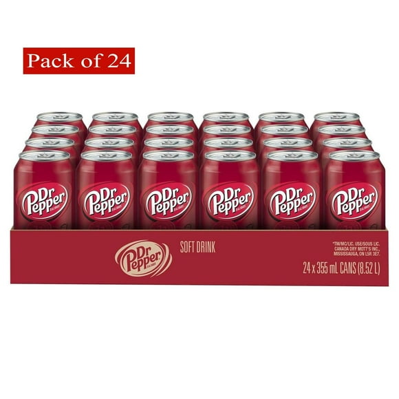 Dr Pepper Soft Drink, 355ml (Pack Of 24 Cans)