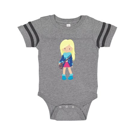 

Inktastic Fashion Girl Blonde Hair Blue Jacket Blue Boots Gift Baby Girl Bodysuit
