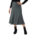 thumbnail image 4 of Faldas de punto acampanadas de mujer INSPIRE CHIC, con cintura alta elástica y tejido elástico, falda midi XL en gris oscuro, 4 of 6