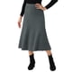 thumbnail image 4 of Faldas de punto acampanadas de mujer INSPIRE CHIC, con cintura alta elástica y tejido elástico, falda midi XL en gris oscuro, 4 of 6