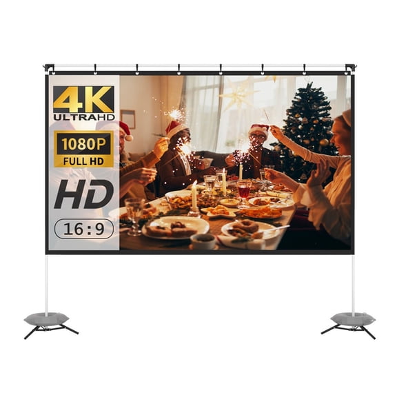 PS1/PS2 100/120 Inch Projector Screen With Stand Projection Screen 16:9 4K HD Projection Movies Screen With Carry Bag ,Wrinkle-Free Projector Screen