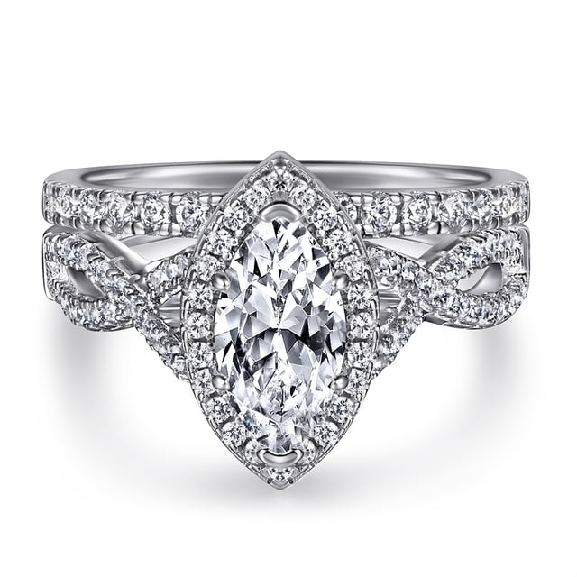 Conjunto de anillo de combinación de anillo de circonita de ojo de caballo s925 europeo y americano para mujer
