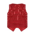 thumbnail image 3 of Aislor Kids Girls Sequined Vest Jacket Waistcoat Button Closure for Hip-Hop Jazz Dance Stage Performance Red 17-18, 3 of 7