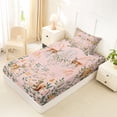 thumbnail image 4 of Erosebridal Tropical Flower Twin Sheet Sets, Jungle Animal Deer Squirrel Bedding, 3 Pieces, 1 Flat Sheet 1 Fitted Sheet and 1 Pillowcase, 4 of 5