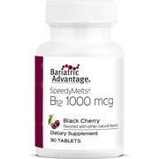 Bariatric Advantage B-12 Speedy Melts, Vitamin B12 1000 mcg Supplement, Fast Melting with 200 mcg of Folic Acid for Nutritional Support - Black Cherry, 90 Count