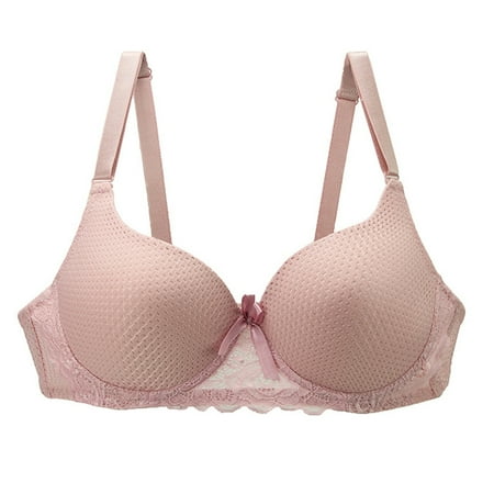 Pavied Push Up Bra Plus Size Bra High Support Bras For Women Adjustable Strap Full Coverage Up Bras Comfortable No Underwire Wireless Bras Balconette Bras Minimizer Bra Pink 50D