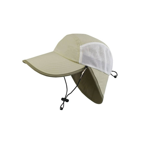 SUN HAT TASLON UV CAP W/FLAP, Khaki