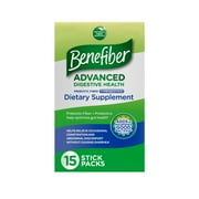 Benefiber Advanced Digestive Health Prebiotic Fiber Supplement Powder With Probiotics for Digestive Health, Low FODMAP - 15 Sticks (3.0 Ounces)