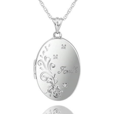 Precious Moments Sterling Silver Diamond Accent Faith Locket with Chain, 18
