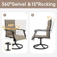 thumbnail image 3 of LOGYAT 5-Piece Weatherproof Patio Dining Set, 4 Padded Textilene Swivel Rocking Chairs, Black Slat Metal Table with Umbrella Hole, Rustproof Heavy-Duty Furniture for Porch, Deck, Backyard, 3 of 7
