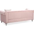 thumbnail image 3 of Pink G864a-s Couch - Suede Velvet Faux Covering, Hand Applied Nailheads Allure, Painted Wood Legs Firmness, Comfy Pocketed Coil Cushions, Contrasting Pillows, 3 Design, Detail, Legs, Cozy, 3 of 3