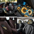 thumbnail image 4 of Uorisanigo Sunflower Butterfly 14 Pieces Car Seat Covers with Headrest Cover and Steering Wheel Cover Center Console Cover Auto Water Cup Coaster Keychain Comfortable for Most Cars SUVs, 4 of 6