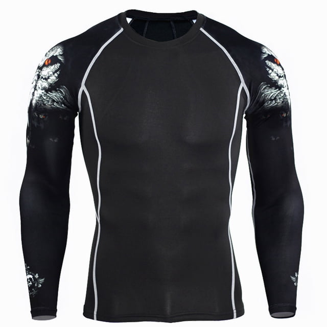 Hombres Gimnasio Correr Fitness Kit Pantalones de compresión Camisa Top Chaqueta de manga larga Conjunto Conjunto de ropa de entrenamiento Pompotops oipoqjl7766