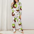 thumbnail image 2 of Pajama Sets for Women 2 Pcs, Kiwi Chocolate Print Button Down Long Sleeve Sleepwear Lounge PJ Sets, 2 of 6