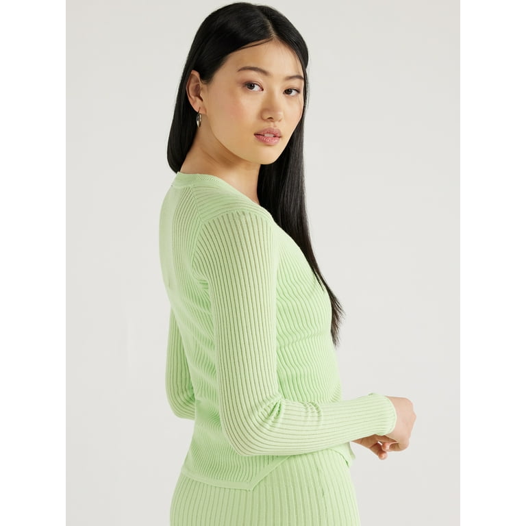 Scoop Women's Sheer Stripe Knit Cardigan Sweater and