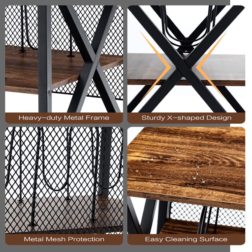 Finihen End Table, 3 Tiers Vintage Style Rolling End Table with 3 Dividers for Albums, Sofa Side Table, Bed Side Table, for Living Room, Bedroom, Brown Finihen End Table, 3 Tiers Vintage Style Rolling End Table with 3 Dividers for Albums, Sofa Side Table, Bed Side Table, for Living Room, Bedroom, Brown