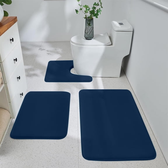 Bathroom Rugs Sets 3 Piece,Bath Mats for Bathroom Non Slip, Velvet Bath Rug, Soft and Absorbent Velvet Bathroom Mat Set, Machine Wash & Quick Dry Durable Carpet for Bath