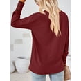 thumbnail image 2 of SHIBEVER Women Blouses Plus Size Casual Long Sleeve Tshirts V Neck Loose Tops Trendy Winered Soild Color Tunic Blouses for Women Clothing Size XXL, 2 of 5