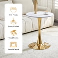 thumbnail image 5 of Miekor Furniture Round Dining Table, 23.6" Circle Tulip Table with Thickened Tabletop & Metal Pedestal, Mid Century Modern Bistro Table for Kitchen, Small Places, Living Room, Cafe (White) No.2751, 5 of 8
